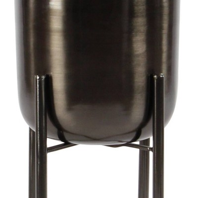 Set of 2 Black Iron Indoor/Outdoor Planters with Stands