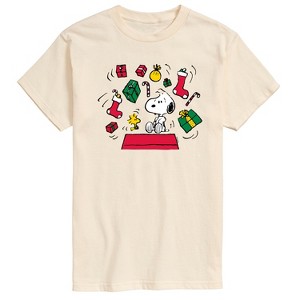 Men's - Peanuts - Snoopy And Woodstock Christmas Overload Short Sleeve Graphic T-Shirt - 1 of 4