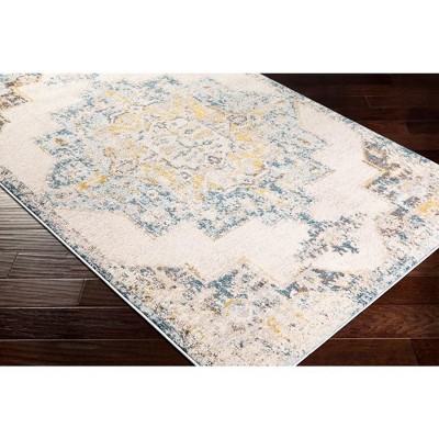 Sky Blue and Beige Synthetic Fur Hand-knotted 2' x 3' Rug