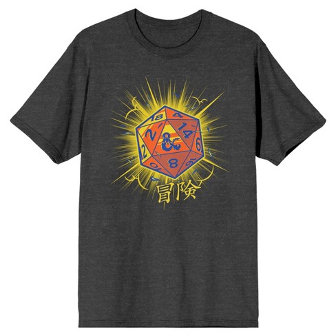 Dungeons & Dragons Glowing D20 Dice Men's Charcoal Heather T-shirt : Target