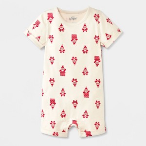 Baby Christmas Holiday Santa in Chimney T-Shirt Romper - Cat & Jack™ Beige - 1 of 4