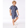 Deux par Deux Boy Printed Chambray Short Gray, White and Tan - 3 of 4