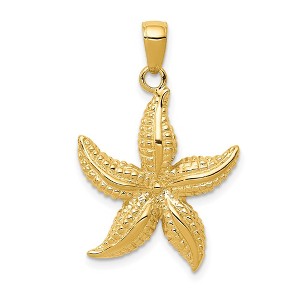 Black Bow Jewelry 14k Yellow Gold Textured Sea Star Pendant, 20mm - 1 of 4