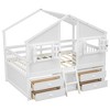 JUJABU Full Size Loft Bed with Playhouse Roof and Windows, Wooden Frame with Ladder, Guardrails, and 4 Built-In Storage Drawers - 2 of 4