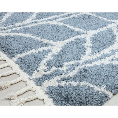 Sky Vine Blue and White Braided Geometric Area Rug
