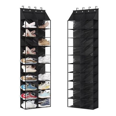 Over The Door Shoe Organizer Oxford Fabric Hanging Shoe Rack With 20 Large Pockets & 4 Metal Hook 10 Layers Clear Shoe Holder For Closet Door Storage