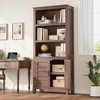 Bookcase with Door 5 Tier Storage Bookshelf Wooden Farmhouse Bookshelves Rustic Vintage - 4 of 4