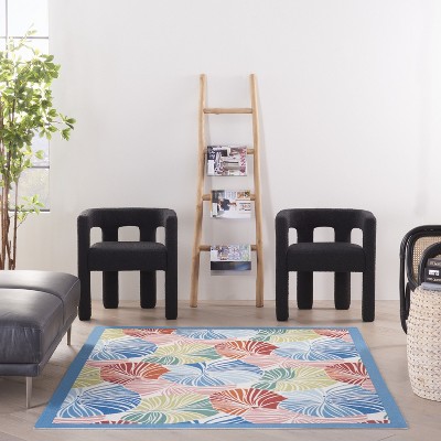 Tropical Escape Red Synthetic Rectangular Area Rug