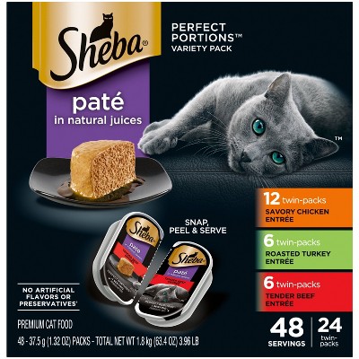 Sheba Perfect Portions Pate Beef, Turkey, Red Meat and Chicken Flavor Variety Pack Wet Cat Food - 2.6oz/24ct
