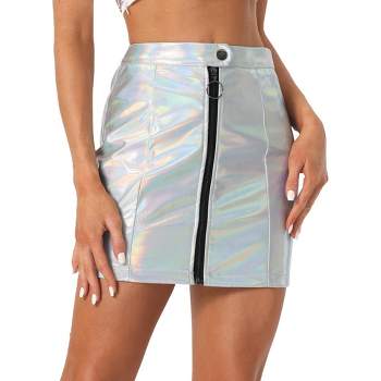 Allegra K Women's Metallic Shiny Sparkle Elastic Waist Holographic Pants  Gold Small : Target