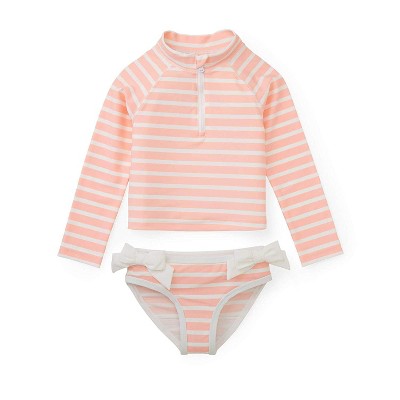 pink and white striped bathing suit