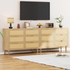 Natural Rattan 6 Drawer Dresser for Bedroom, Modern Chest of Drawers with Gold Legs and Gold Handles - 4 of 4