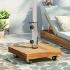Okak Minimalism Square Umbrella Stand with Acacia Wood Frame, Umbrella Base with Wheels and Adjustable Knob, Outdoor Umbrella Base, Teak - 2 of 4