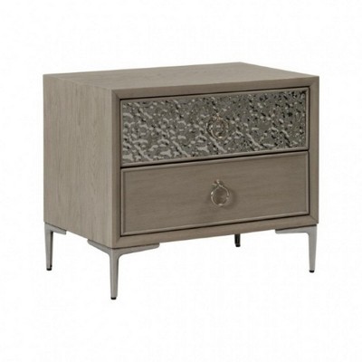 Royal Hampton Nightstand with 2 USB Ports, Textured Metal