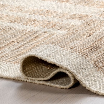 Handmade Natural Jute Rectangular 4' x 6' Striped Area Rug