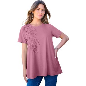 Roaman's 3-D Appliqued Swing Tee - 1 of 4