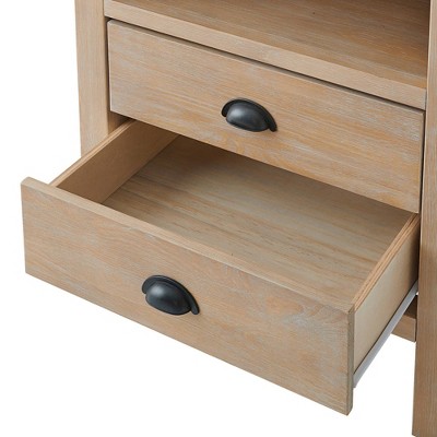 Arden Light Driftwood Solid Pine 2-Drawer Nightstand