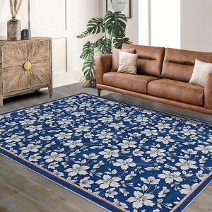 Area Rug, Boho Floral Machine Washable Rug ¨C Non-Slip Low Pile Carpet for Living Room, Bedroom, Nursery - 1 of 4