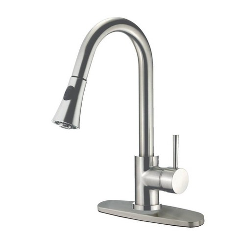 Gourmetier Single Handle Faucet With Pull Down Spout Satin Nickel