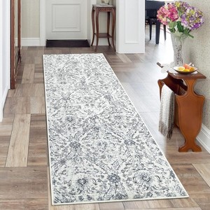 Farmhouse Floral Area Rug – Washable, Low Pile, Non-Slip, Stain-Resistant Carpet for Bedroom or Living Room - 1 of 4