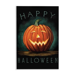 Stupell Industries Happy Halloween Jack-O-Lantern Smile Festive Wall Plaque Art - 1 of 4