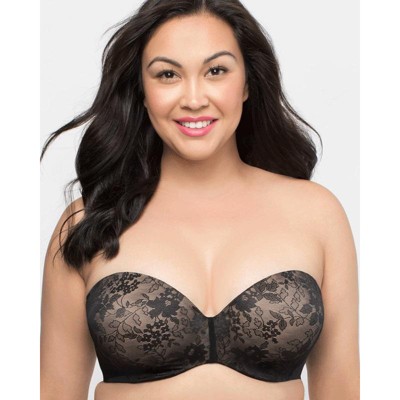 Curvy Couture Womens Strapless Sensation Multi-way Push Up Bra