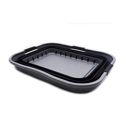 Grey and Sea Angel Collapsible Plastic Laundry Basket with Handles
