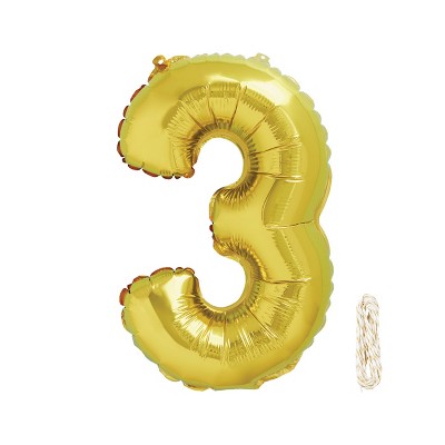 number 3 foil balloon