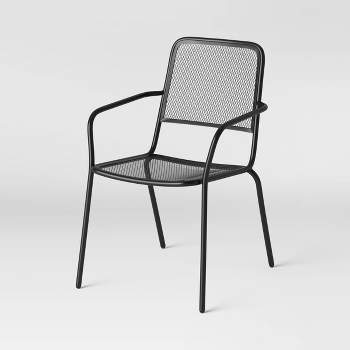 Metal Mesh Outdoor Patio Dining Chair Stacking Chair Black - Room Essentials™