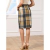 INSPIRE CHIC Women's Plaid High Waisted Casual Back Slit Elegant Bodycon Midi Skirts - 3 of 4