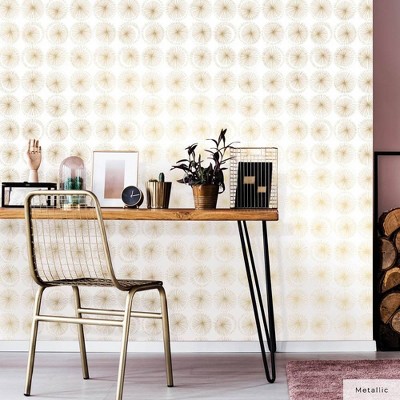 Gold and White Geometric Self-Adhesive Removable Wallpaper