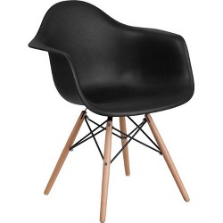 Plastic Chair With Wooden Legs Black, Black Plastic Chair With Wood Legs