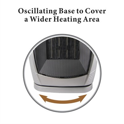 Compact Silver Ceramic Electric Heater with Thermostat