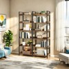 ORRD 67" 6-Tier Industrial Bookshelf, Freestanding Metal Frame Bookcase with Open Wood Shelves, Brown - 3 of 4