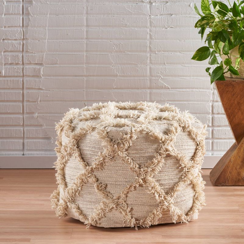Jucar Handcrafted Boho Fabric Cube Pouf - Christopher Knight Home, 3 of 7