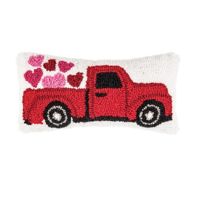 C&f Home 6 X 12 Heart Truck Hooked Throw Pillow Valentine's Day