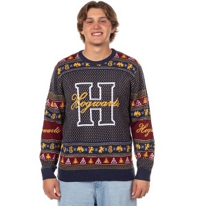Seven Times Six Harry Potter Men's Hogwarts Houses Design Ugly Holiday Knit Sweater - 1 of 4