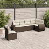 vidaXL Patio Sofa Set with Cushions Outdoor Conversation Furniture Poly Rattan - Brown and Cream With Table - 2 of 4