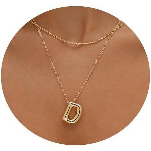 Bubble Initial Necklace Gold Plated Balloon Charm Birthday Gift - 1 of 4
