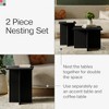 Stead Square Fluted Nesting Coffee Table - 2 Piece Coffee Table Set - Solid Wood Base and Oak Veneer Top (Black) - 4 of 4