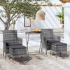 vidaXL 5 Piece Patio Bistro Set - Poly Rattan and Tempered Glass - Gray Outdoor Dining Furniture - 2 of 4