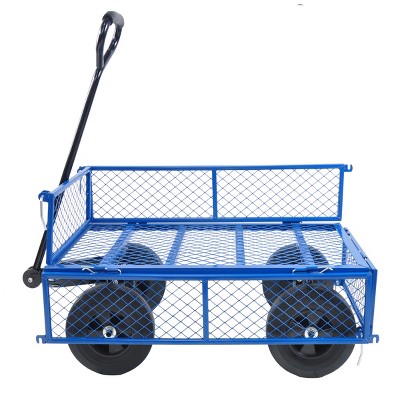 YONWAY Heavy Duty 660 Lbs Capacity Mesh Steel Garden Cart Folding Utility Wagon with Removable Sides10 inch Tire