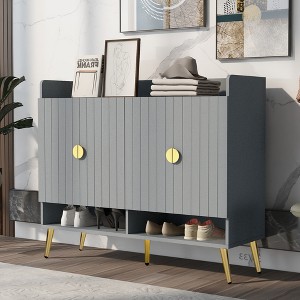 Shoe Cabinet with Doors, 11-Tier Shoe Storage Cabinet with Adjustable Shelves, Modern Wooden Shoes Shoe Storage Organizer - 1 of 4