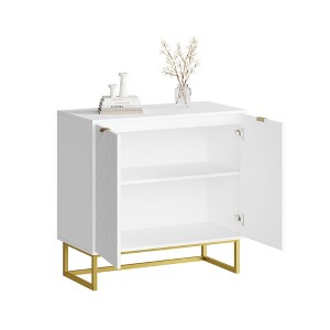 31.5 In Modern Sideboard Buffet Cabinet,Wood Accent Storage Cabinet with Herringbone Doors & Shelf,Credenza Console Table for Dining Room Living Room - 1 of 4
