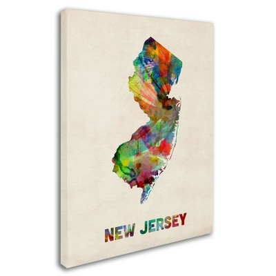 Trademark Fine Art-Michael Tompsett 'New Jersey Map' Matted Framed Art
