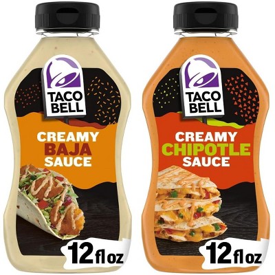 12 Oz Taco Bell Creamy Chipotle Sauce & 12 Oz Taco Bell Creamy Baja Sauce