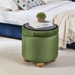 NicBex Round Storage Ottoman, Multi-Functional Linen Button-Tufted Ottoman with Reversible Lid (Table Top) and Storage Compartment - 1 of 4