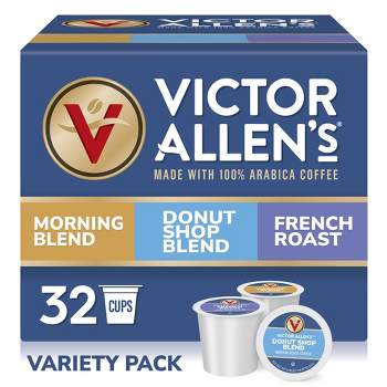 Victor Allen's Coffee Variety Pack (Morning Blend, Donut Shop Blend, and French Roast), 32 Count, Single Serve Coffee Pods for Keurig K-Cup Brewers