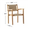 SKRAN Honey Wood Dining Chair, Set of 2 Stackable Chairs with Slatted back wicker strapped back and seat for patio Poolside & Garden, Light Brown - 3 of 4