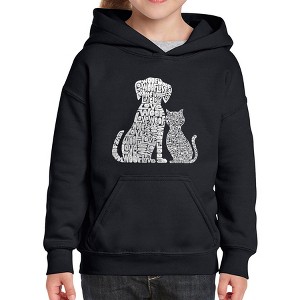 LA Pop Art Girl's Word Art Hooded Sweatshirt - Dogs and Cats - 1 of 4